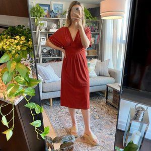 Casual Rust Midi Dress